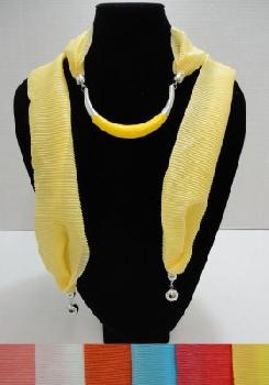 Scarf Necklace--Crescent Moon with End Charms [Ribbed Scarf]-72"
